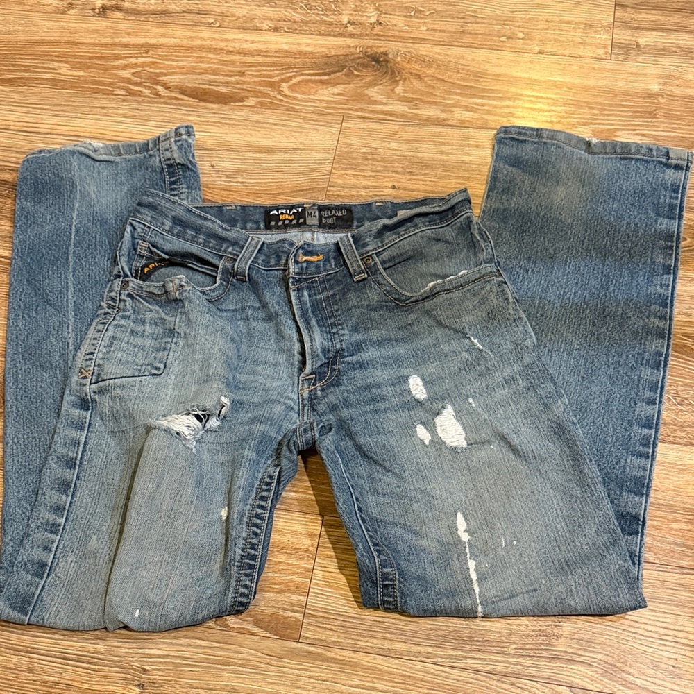Ariat Men's Relaxed Fit Distressed Jeans - Blue